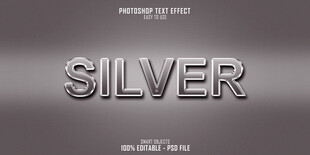银色金属质感字体效果