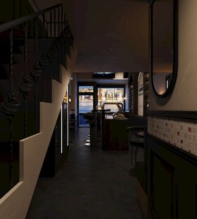 复古风格的室内过道场景