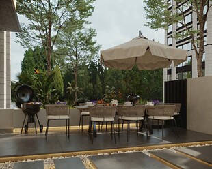 户外露台休闲桌椅景观