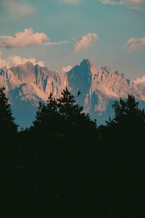 壮丽山景与森林剪影