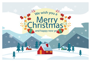 圣诞雪景中的温馨小屋