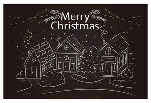 圣诞夜景简笔画