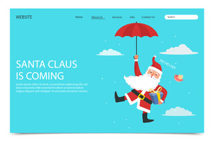圣诞老人撑伞飞行宣传图