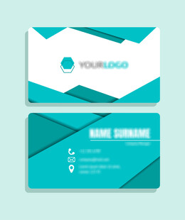 蓝白几何风名片设计