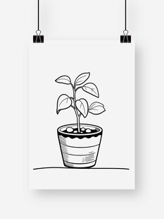 简约盆栽插画