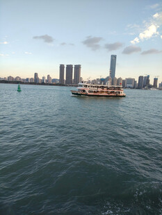 海上城市风光中的船只