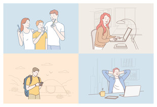 多样职场生活场景插画