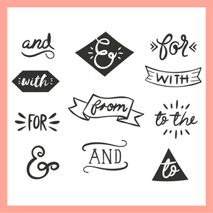 手绘简约英文装饰符号