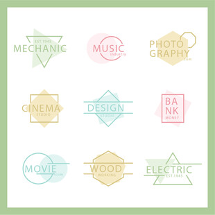 多彩复古风格徽章标志设计