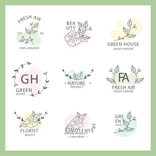 可爱动物花卉标志设计