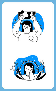 卡通女孩动作插画