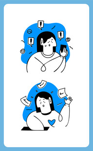 卡通女孩的多样姿态