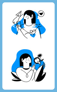 母亲育儿瞬间插画