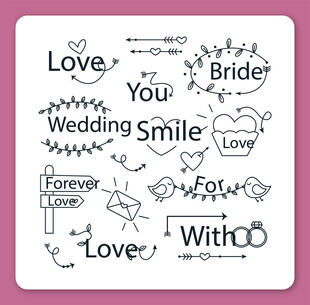 婚礼爱情手绘元素集合