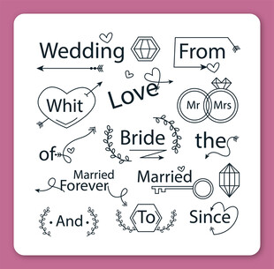 婚礼相关英文元素图案