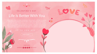 粉色浪漫爱心情人节信纸