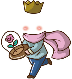 捧花奔跑的蒙面皇冠使者