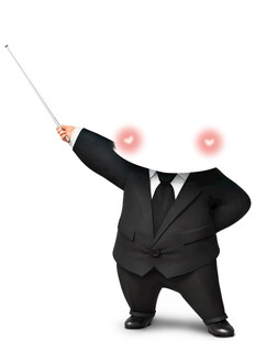 西装人偶持指挥棒显神气