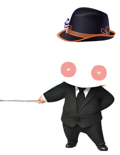 戴帽绅士持杖俏皮形象