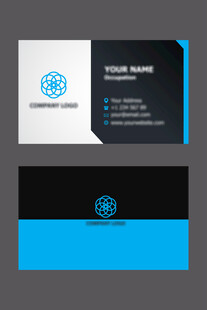 蓝黑配色商务名片设计