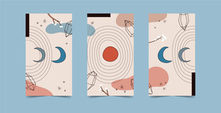 日式和风月亮动物图案卡片