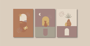 简约风拱形门装饰插画