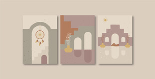 简约几何建筑风格插画