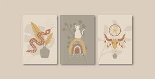 可爱动物插画装饰画组合