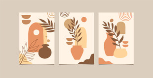 抽象植物装饰画组合