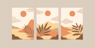 沙漠风光三联装饰画