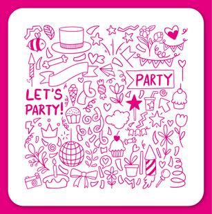 粉色派对涂鸦插画
