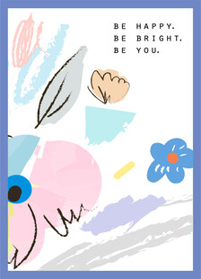 手绘多彩可爱花卉图案