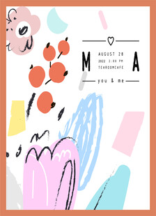 抽象几何与水果插画图案