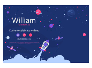 太空主题火箭儿童生日派对