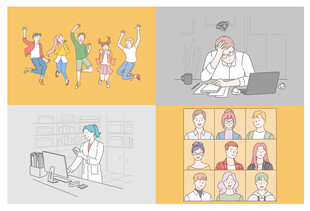 多样职业场景插画展示