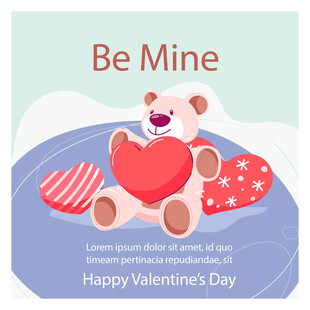 情人节泰迪熊爱心贺卡