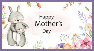 兔子母子祝母亲节快乐