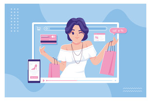 时尚女性畅享购物时刻