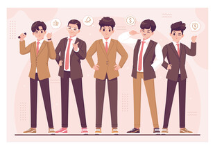 时尚帅气的男士团体形象