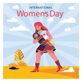 妇女节女战士形象插画