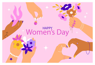 妇女节温馨手势与饰品画面