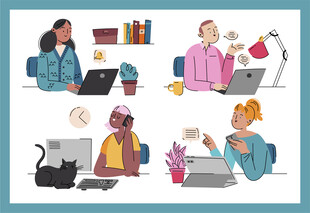 多样办公场景中的人们