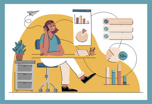 女性惬意办公场景