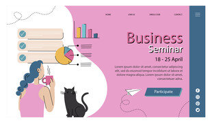 商务猫咪插画设计素材