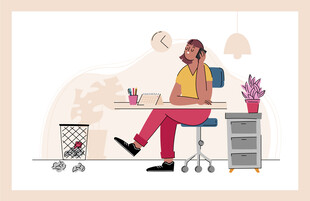 办公女性惬意享受咖啡时光