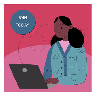 女性专注于电脑