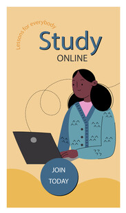 在线学习场景插画