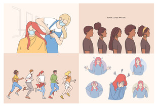 多样亲子互动场景插画