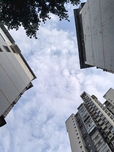 仰视城市高楼与天空