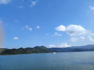 蓝天碧水间的秀丽湖景